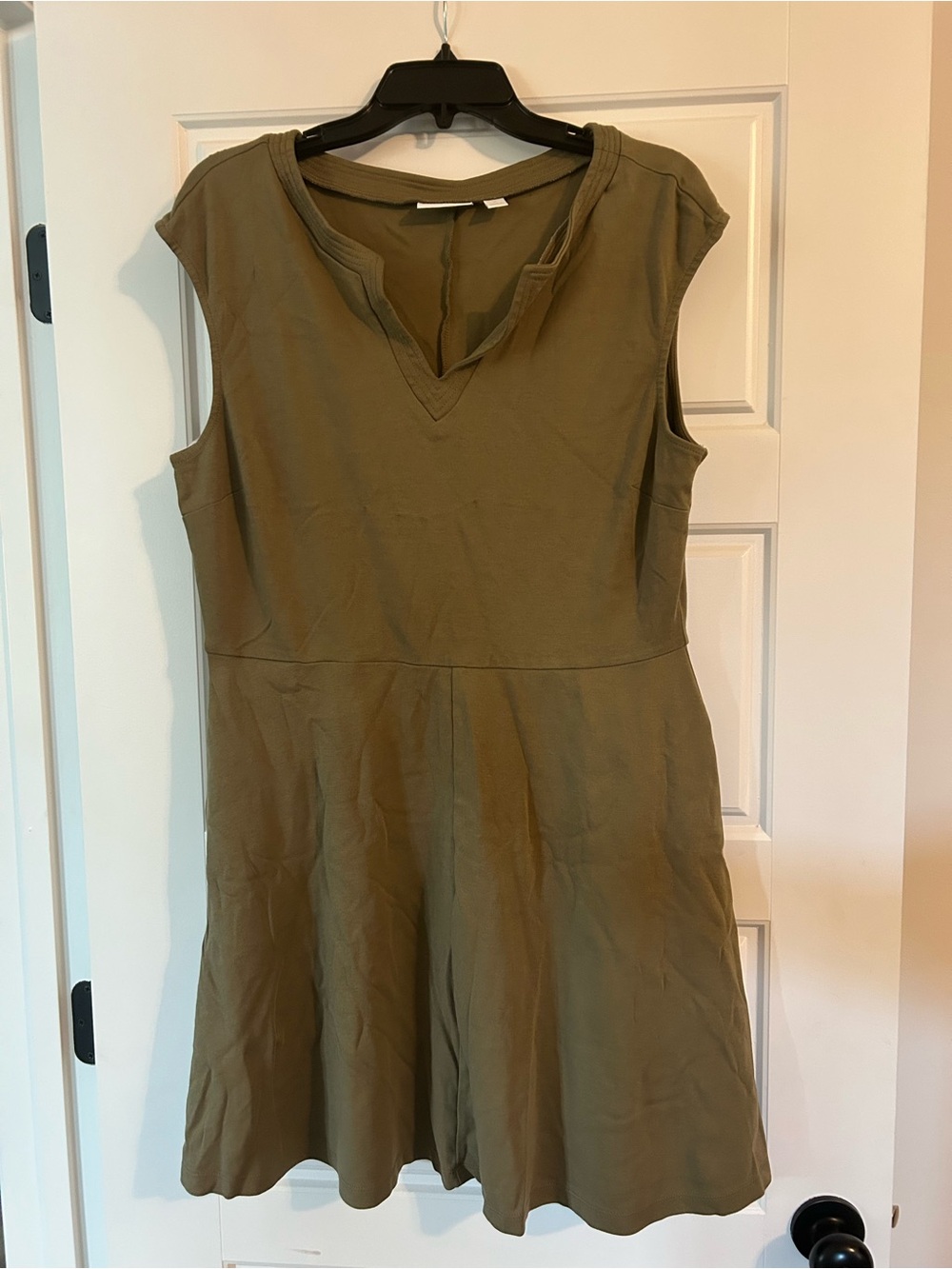 New York & Company Olive Sleeveless V-Neck Mini Dress